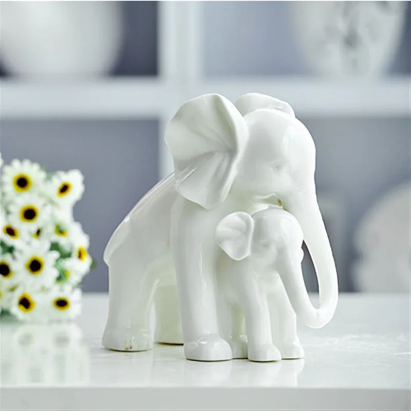 

WSHYUFEI Elephant Living room porcelain statue Fashion home decorations Jingdezhen ceramic furnishings Marriage gift