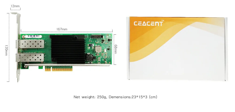 CEACENT AN8710-F2 X710-DA2 PCI Express v3.0 x8 двухпортовый SFP+ 10 гигабитная сетевая карта