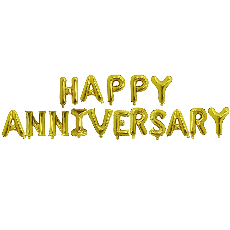 

16pcs/set 16inch HAPPY ANNIVERSARY Letter Foil Balloons Aluminum Balloon Anniversary Memorial day Party Air Globos supplies