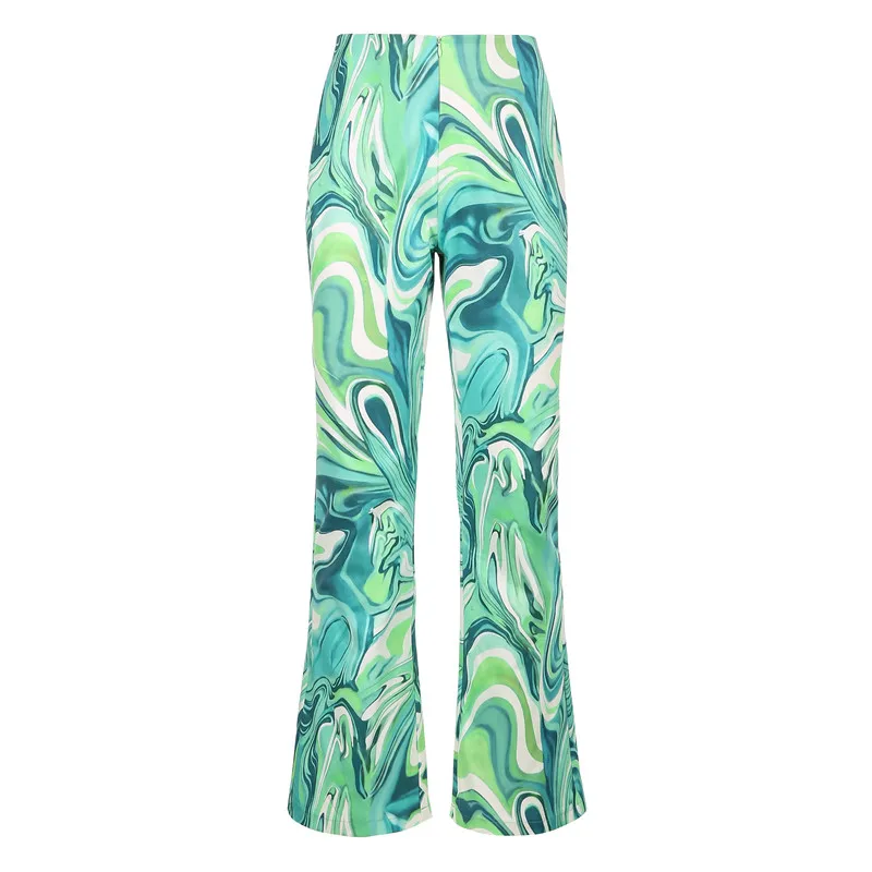 

HEYounGIRL Printed Vintage High Waisted Pants Women Casual Green Fashion Long Trousers Ladies Y2K Streetwear Sweatpants Woman