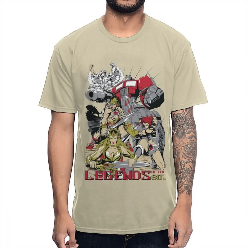 Классическая футболка с героями мультфильмов 80S He-Man Optimus Prime She-Ra Princess OF power Thundercats Мягкая тонкая мужская футболка - Цвет: Хаки