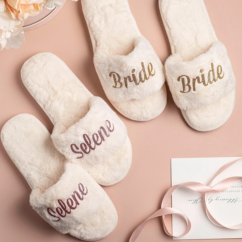 

Personalized Slippers Wedding Favour Bridesmaid Gift Custom Name Monogram Wedding ​Bachelorette Party Bridal Showe