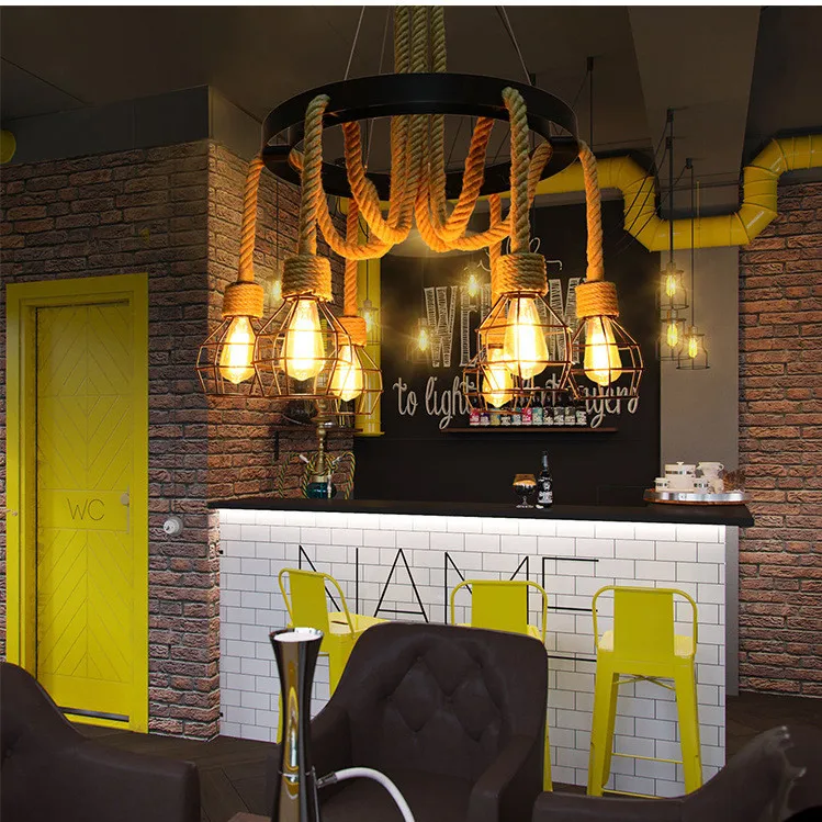 27 античный E пеньковая веревка промышленный современный подвесной светильник ing