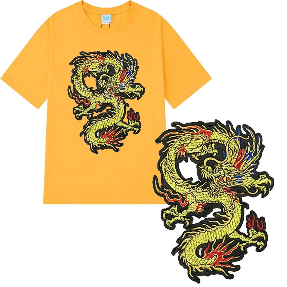 

large embroidery big china loong dinosaur patches for clothing DO-3162