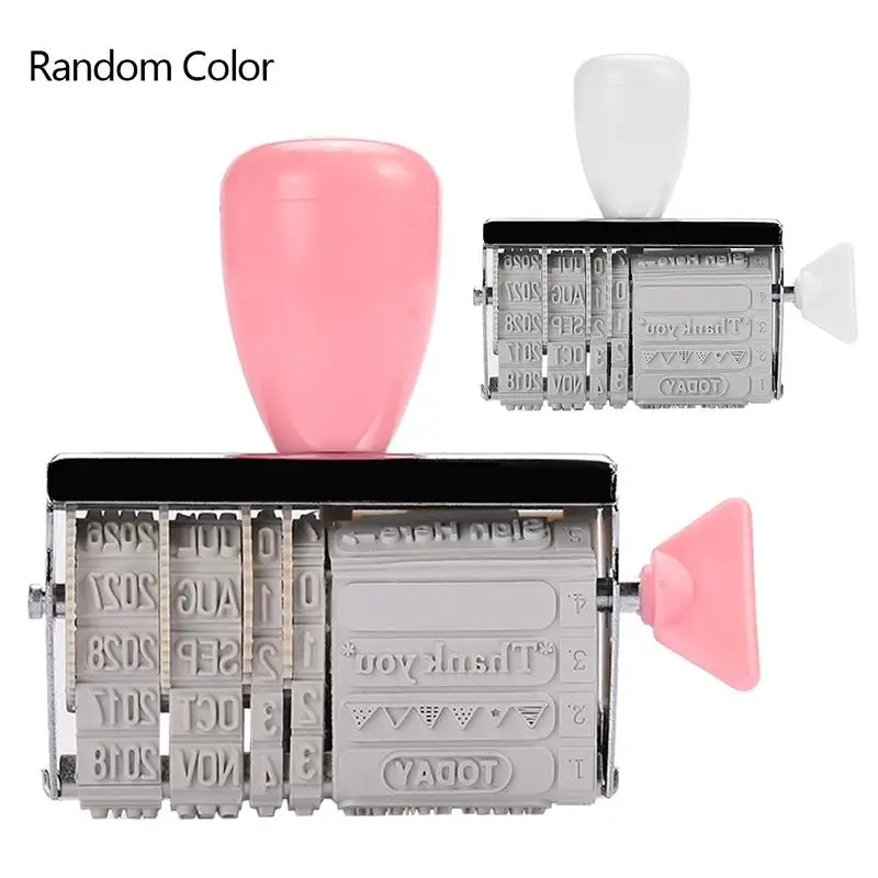 

Date Stamps Convenient English Metal + ABS Home Retro DIY Handle Account Wheel Office Supplies Seal Stamping Mud Set