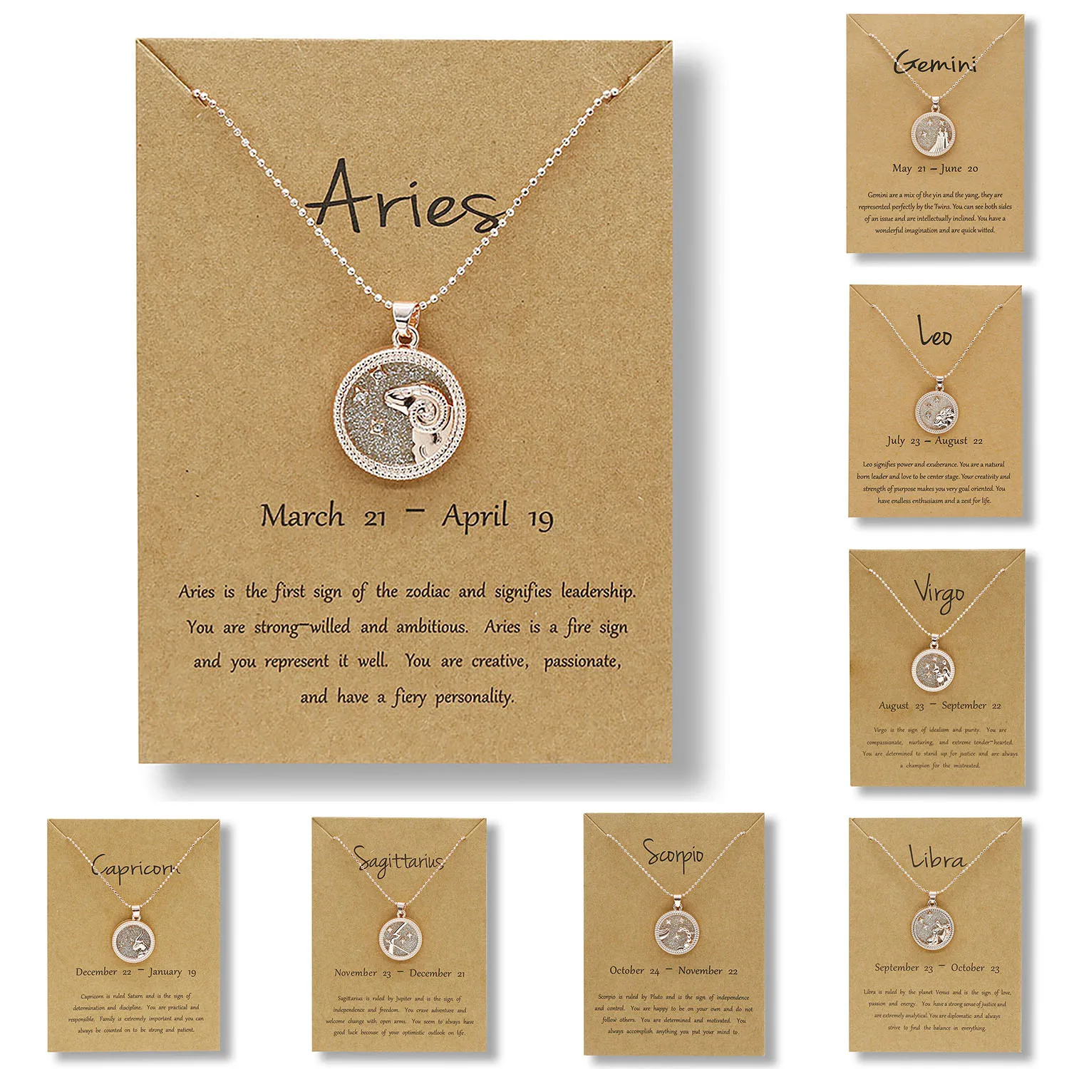 Ожерелье женское из сплава под розовое золото 12 созвездий 9 5 х7 см|Ожерелья с