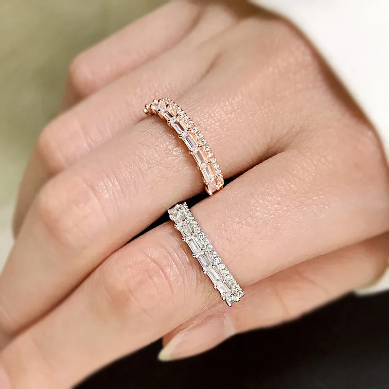 

Серебряное кольцо S925 с двойной половиной вечности, модные обручальные украшения для женщин