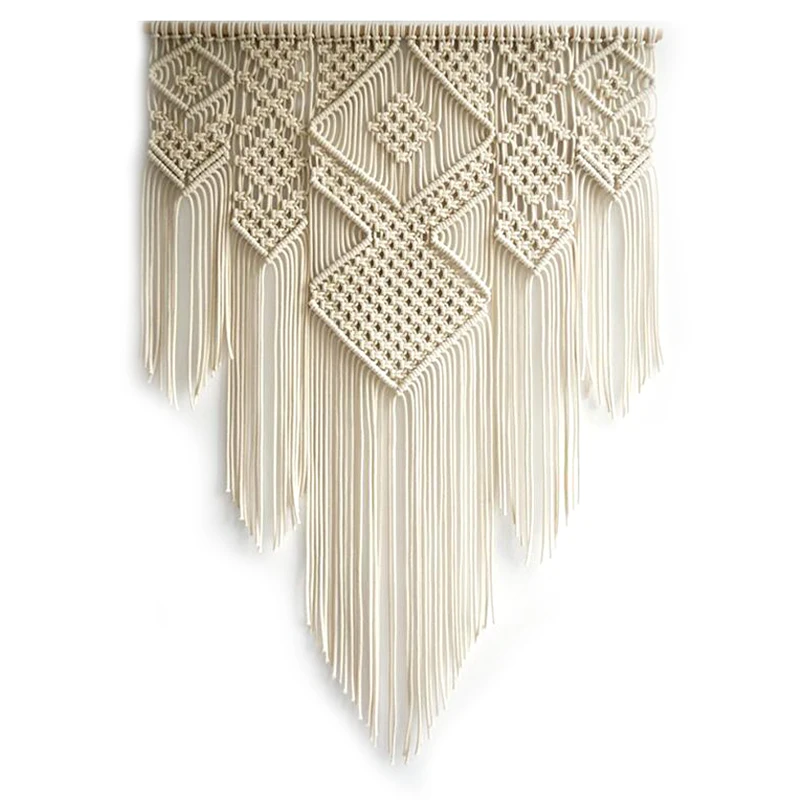 

Macrame Bohemian Tapestry Wall Hanging Chic Geometric Art Handicrafts Woven Tapestry for Home Living Room Decoration