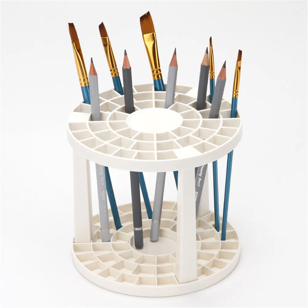 

Portable 49 Holes Pen Rack Paint Brush Pen Holder Display Stand Support Holder Watercolor Painting Brush Pen Holder Art Supplies