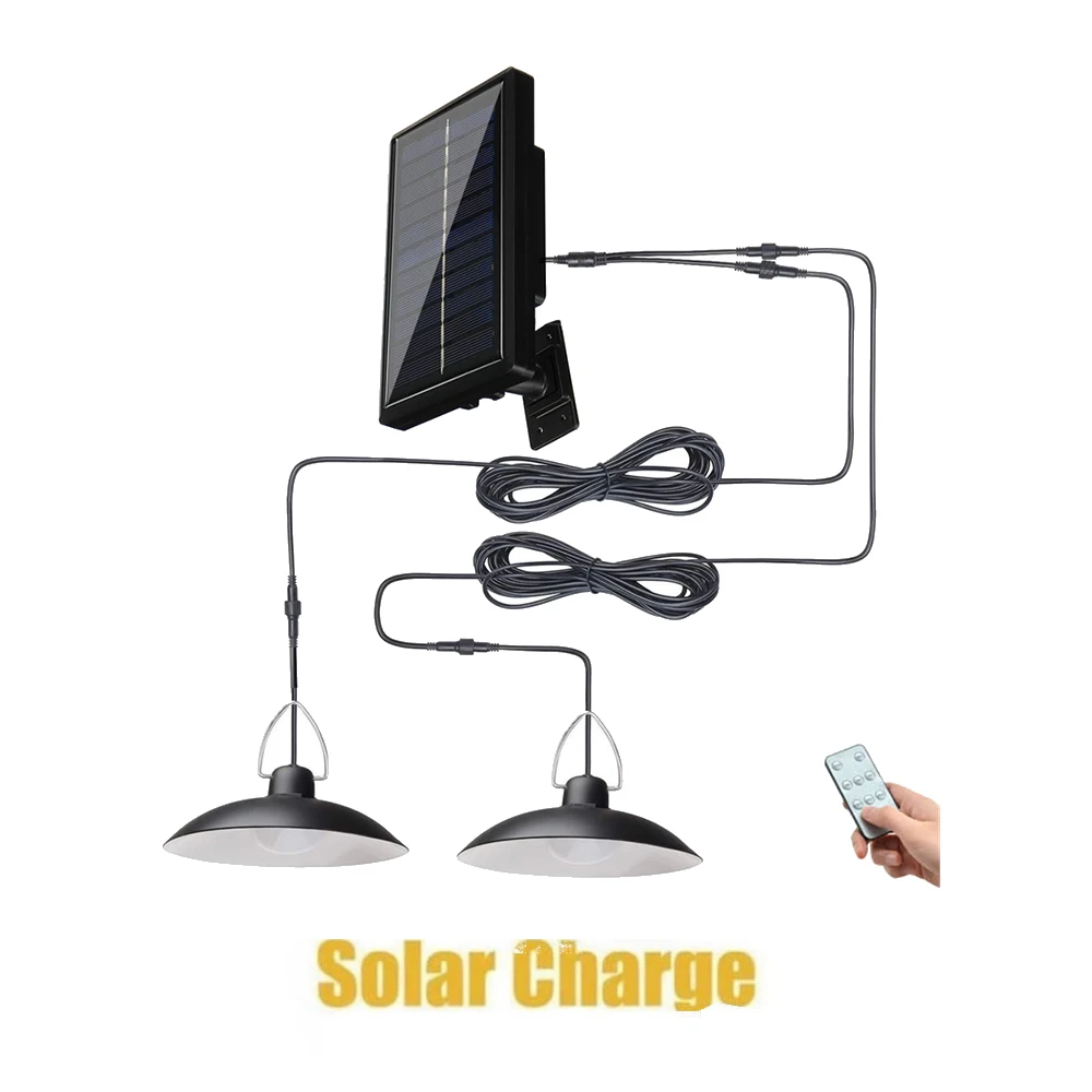 

remote 30 led 2 head Retro Lampshade Solar Pendant Light Outdoor Indoor Solar Lamp Line Lighting Barn Farm Garden Yard Patio