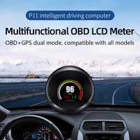 p11 car hud gps obd head up display auto speedometer water temp rpm overspeed warning alarm system