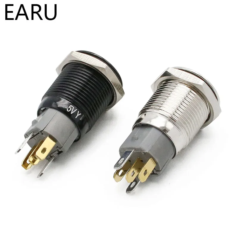 16 мм новый водонепроницаемый металлический кнопочный переключатель черный