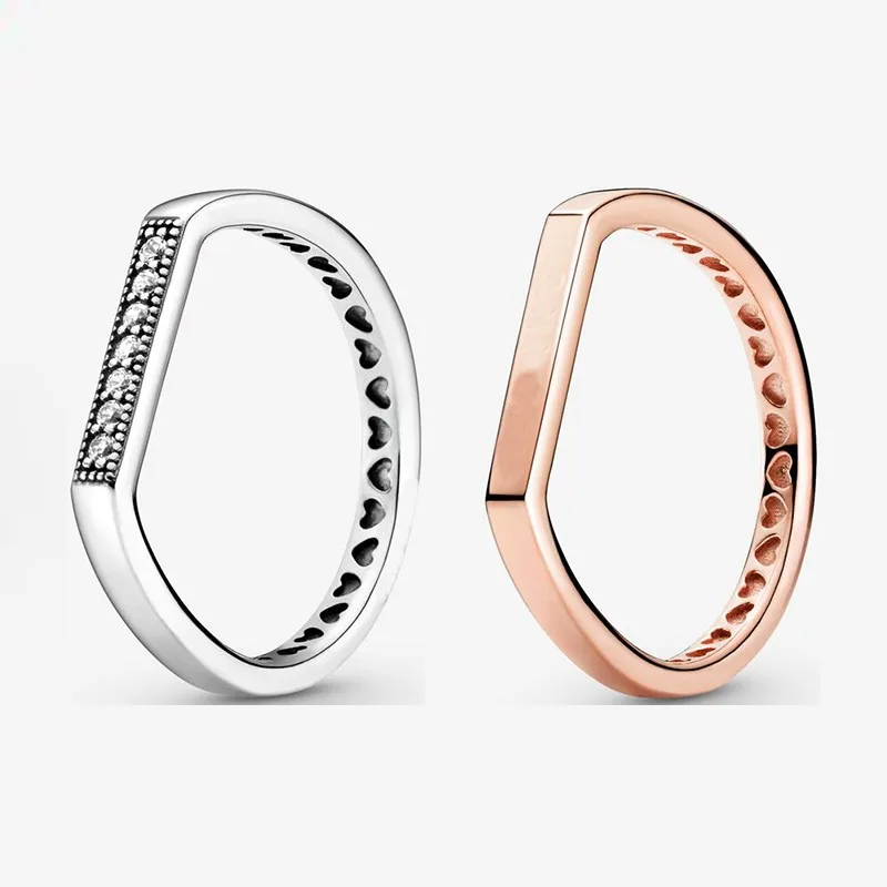 

2021 New 925 Sterling Silver Shiny Strip Laminated Pan Ring For Women's Gifts Wedding Diy Jewelry