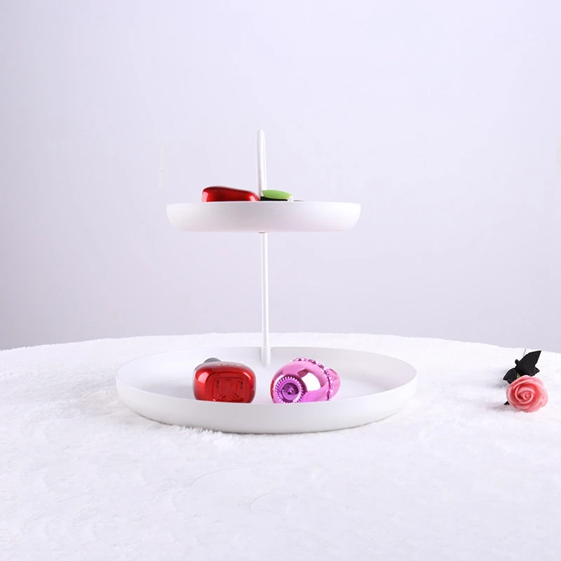 

2-Layer Metal Storage Tray Jewelry Display Plate Gold Necklace Ring Earrings Display Decoration Organizer