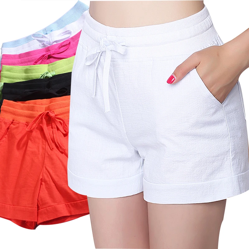 

Shorts 2021 summer new fashion 6-color cotton linen women shorts casual chic high waist shorts summer street shortss women