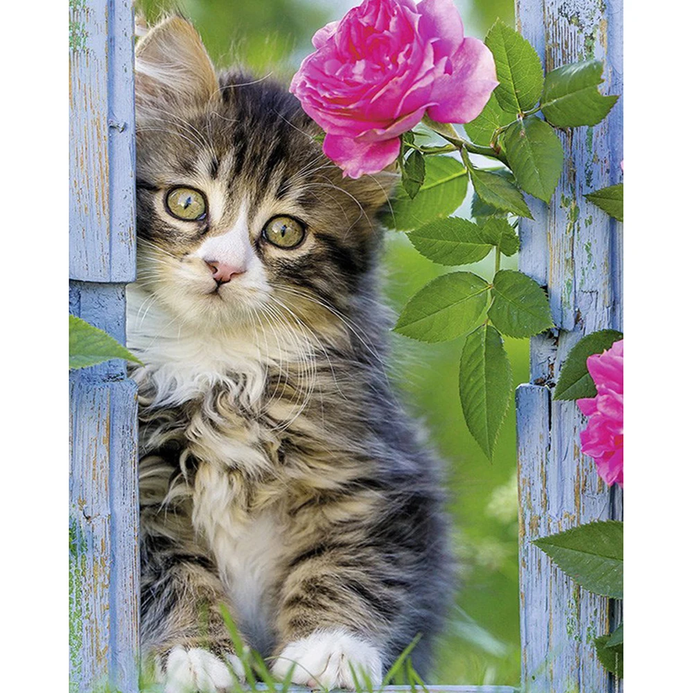 Новая мода алмазная живопись вышивка крестиком робкая кошка and Flower мозаика