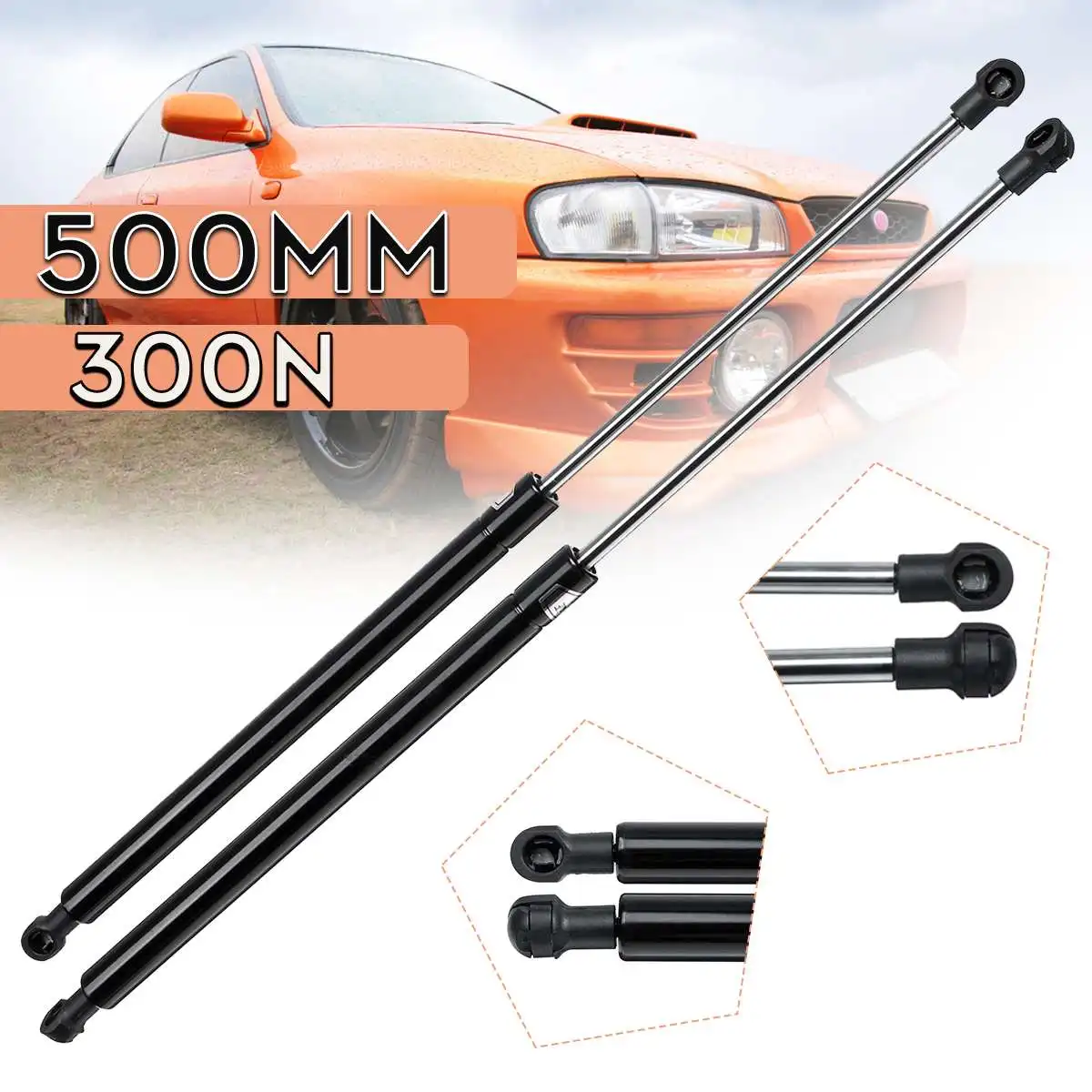 

2X Universal 50cm 500mm 300N Car Struts Front Cover Bonnet Hood Rear Trunk Tailgate Boot Shock Lift Strut Support Bar Gas Spring