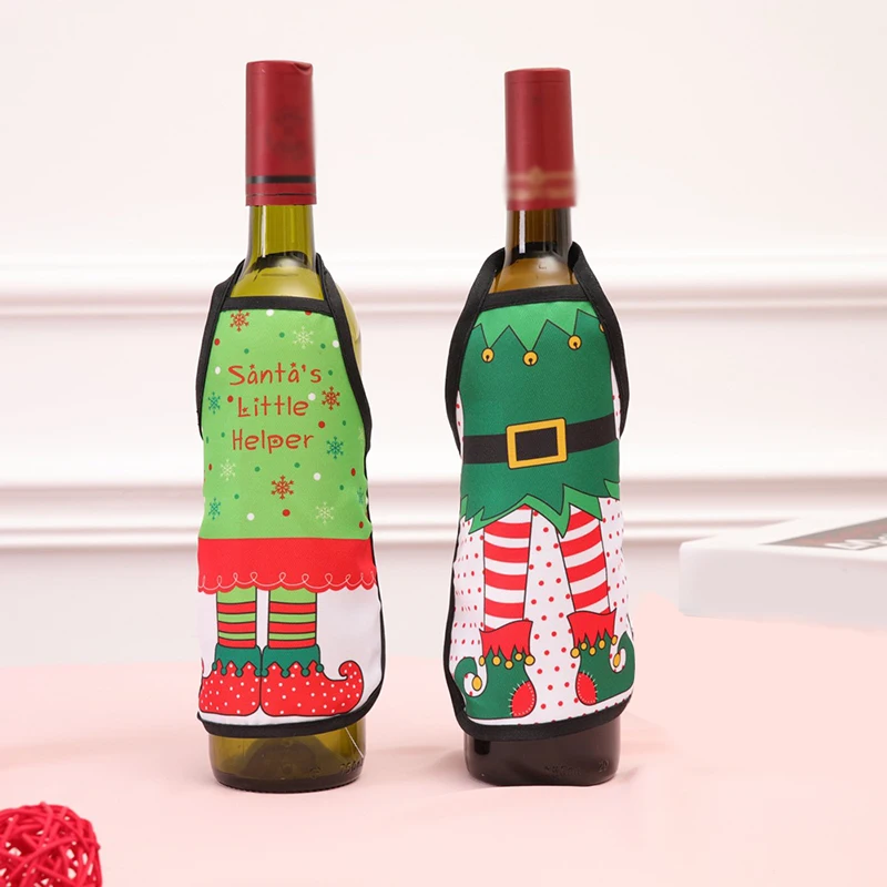 Рождественский фартук красное вино бутылка набор полиэстер привлекательный