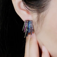 earrings hollowed out personalized color zircon short earrings s925 silver irregular retro earrings