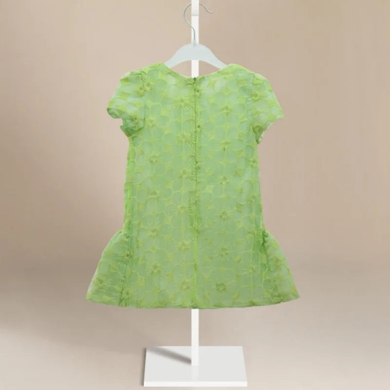 Зеленое платье с коротким рукавом для девочек Вышитое трикотажное | Детская