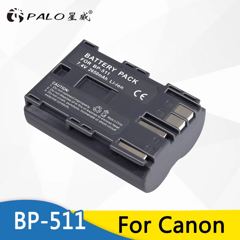 Аккумулятор Palo для цифровой камеры 1 шт. 2650 мАч BP 511 BP511 Φ BP511A Canon EOS 40D 300D 5D 20D 30D 50D 10D D60