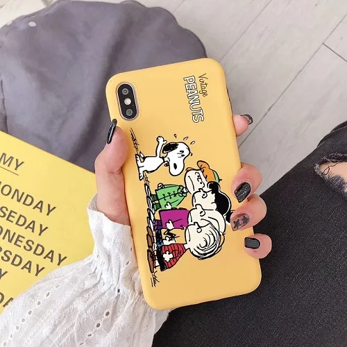 H PEANUTS мультфильм Charlie коричневый и собака мягкий чехол для телефона для Iphone11 11pro 6 6S 7 8 Plus X Xs Xr Max матовый карамельный чехол capas funda - Цвет: H