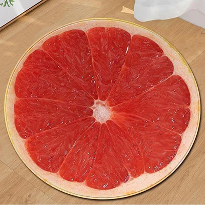 Red pomelo Освежающий летний круглый ковер фруктовый 3D мягкий коврик для йоги нескользящие коврики Kiwi арбуз напольный коврик для детской комнаты домашний декор - Цвет: Red pomelo