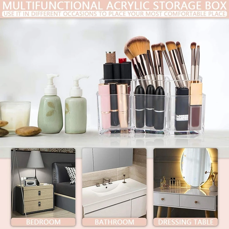 

Cosmetic Organizer, Make-Up Storage Crystal Clear Cosmetic Brush Cosmetic Storage Container Jewelry Box