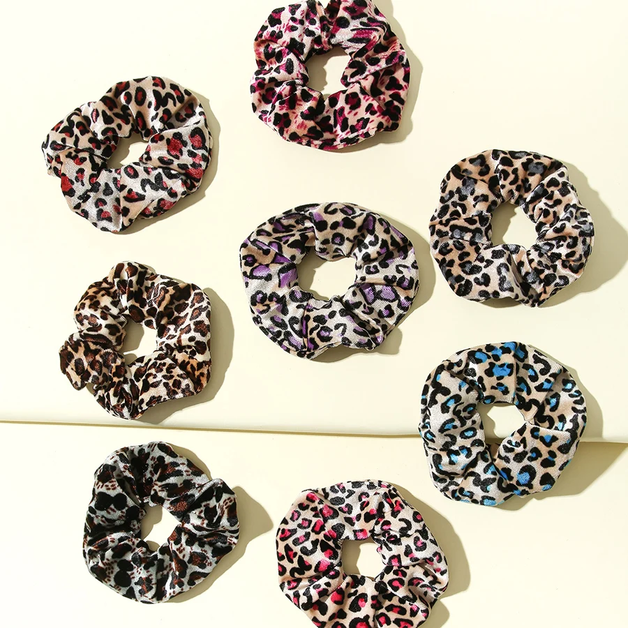 

8pcs/lot Leopard Velvet Scrunchy Women Hair Accressories Ladies Hair Tie Lady Scrunchies Ponytail Hair Female Girl Holder Rope