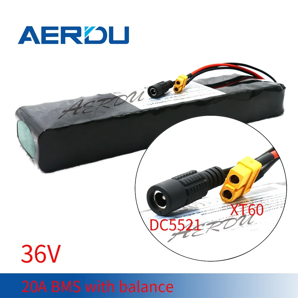 Литиевый аккумулятор AERDU 36V 10S3P 7.5Ah-10.5Ah 600 Вт 18650 с 20A BMS для скутера электрического