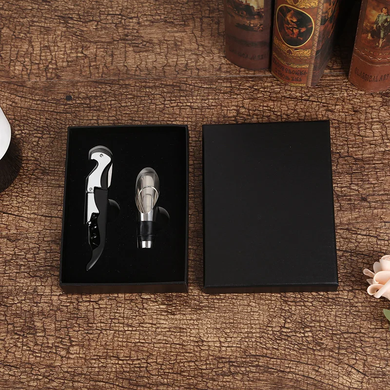 

1set Red Wine Opener Stainless Steel Grape Champagne Corkscrew Pourer Stopper Plug Kitchen Bar Restaurant Wedding Souvenir