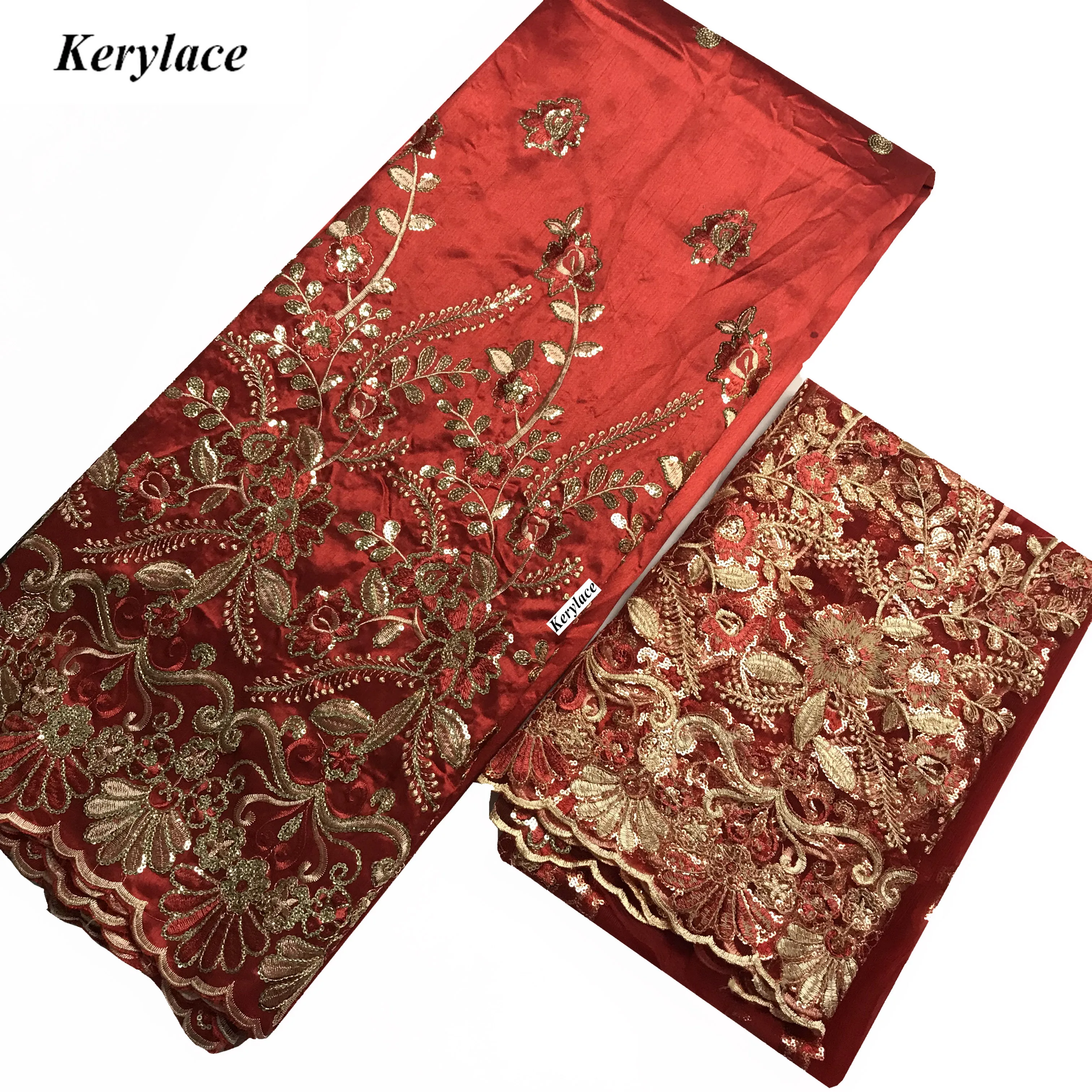 Кружевной шарф из 100% хлопка с блестками в африканском стиле красного цвета