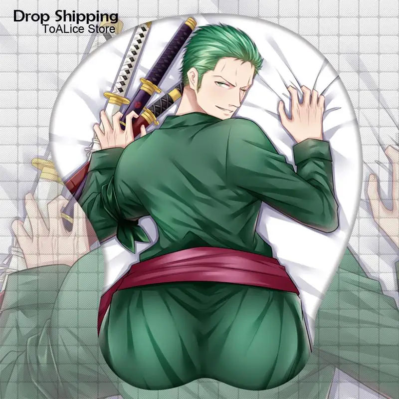 3D коврик для мыши с ягодицами и Луффи ророноа Зоро мягкий игровой отдых запястья