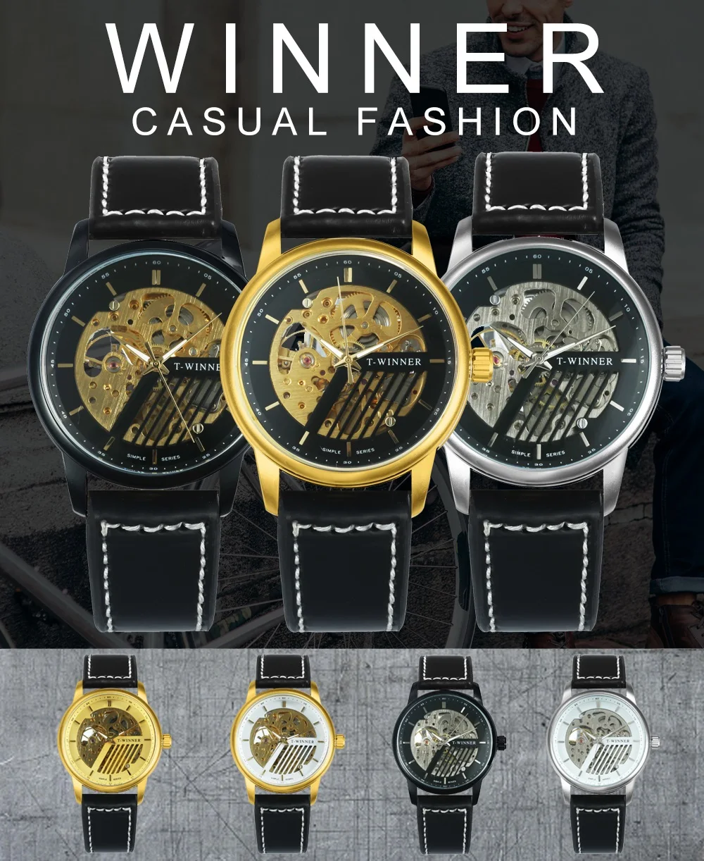 Победитель официальный спортивные часы автоматические механические черный