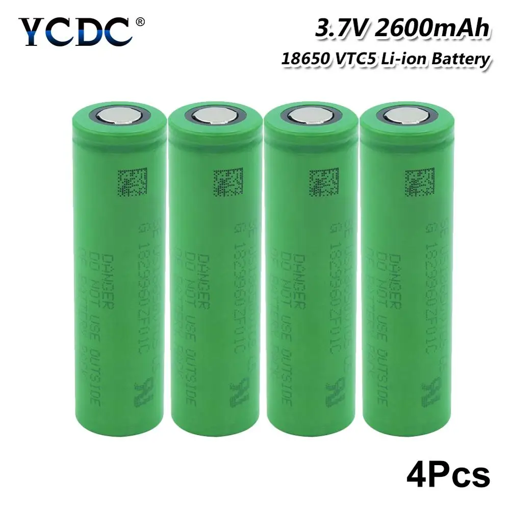 

YCDC 18650 battery 2600mah 3.7v 4PCS rechargeable li-ion battery 30A US18650VTC5 For LED Flashlight Torch Toys Remote