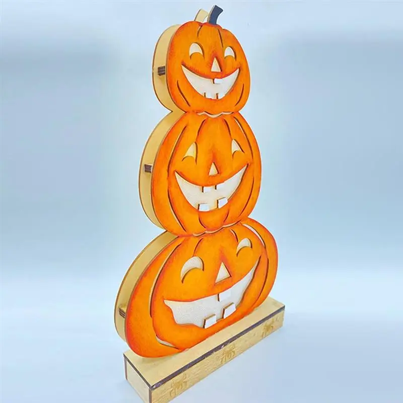 Со скелетом-тыквой светодиодный фонарь Хэллоуин деревянное украшение реквизит