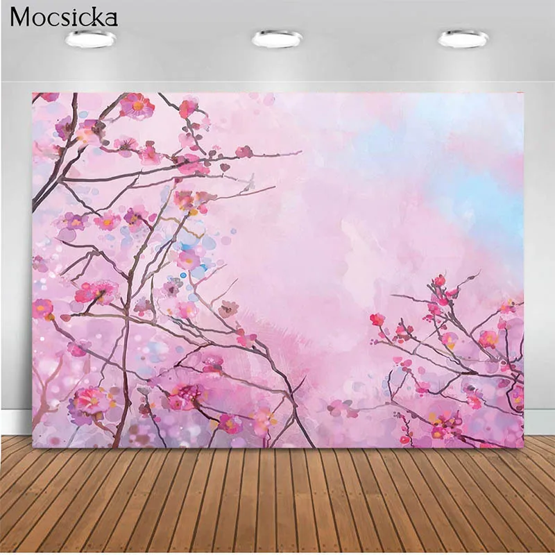 Mocsicka весенний тематический фон розовый цветок персика украшение стиль ребенок