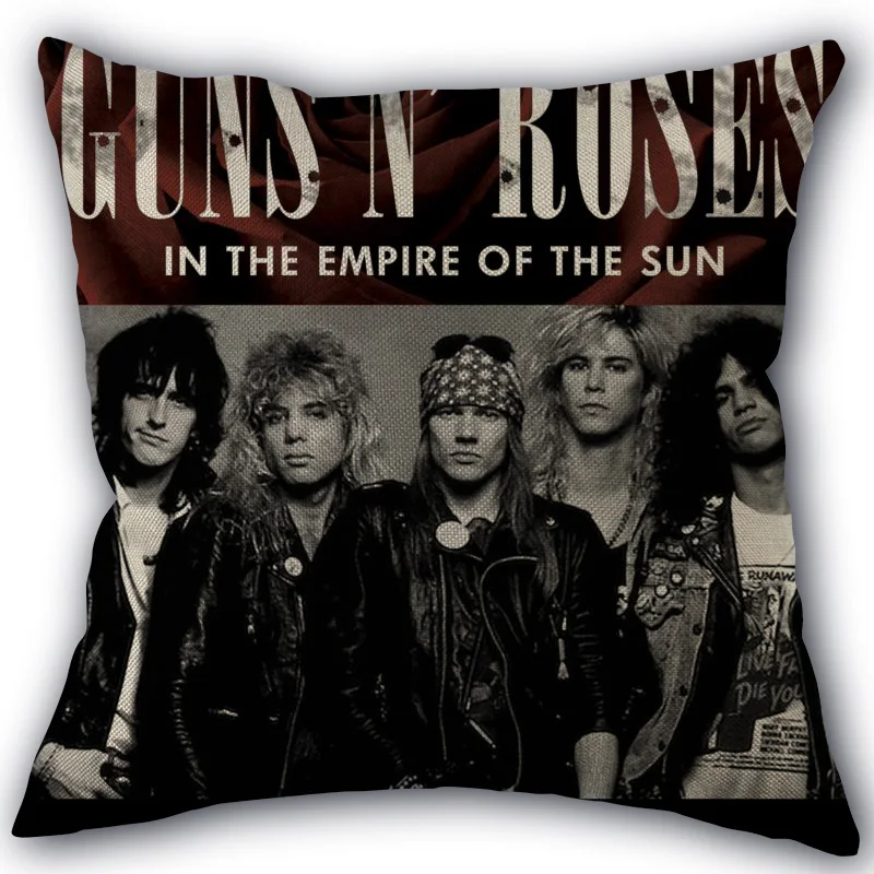 Наволочка Guns N Roses из хлопка и льна квадратная на молнии 45x45 см свадебная