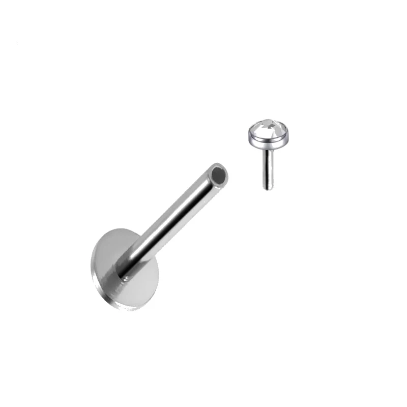 Серьги-гвоздики с фианитами ушной хрящ из стали 316L 18/16 г без резьбы для губ тела