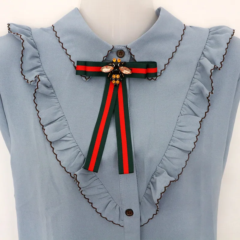 Модная брошь ручной работы для воротника корсажа платье рубашка бант ткань лента