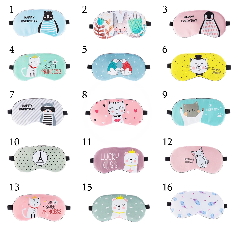 1 шт. нейлоновая мягкая маска для глаз с изображением мультяшных животных повязка