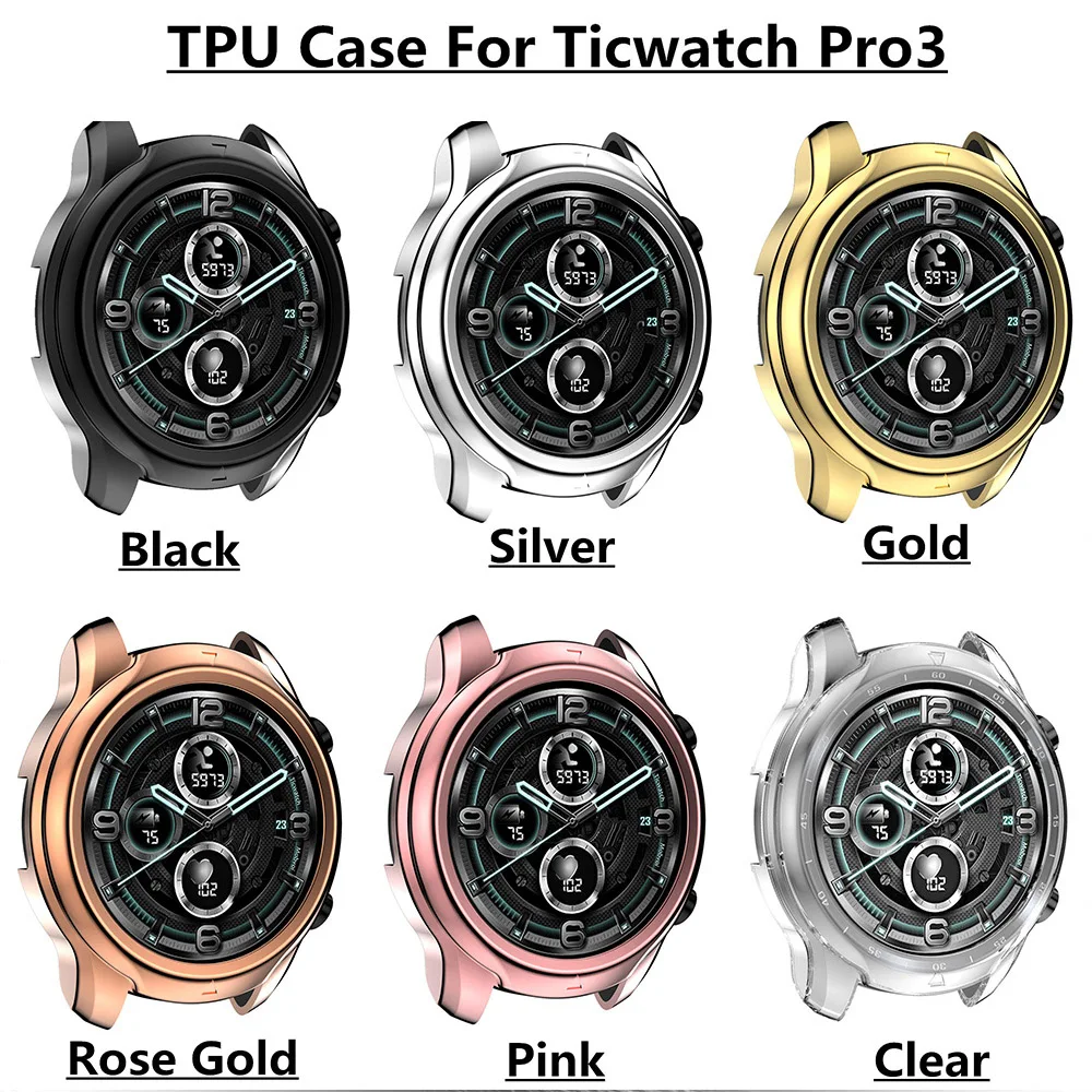 TPU Lightweight Protective Watch Cover for Smartwatch TicWatch Pro 3 Case Soft Flexible Bumper Shell Thin Antifall Durable Frame