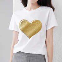 summer womens personalized fashion t shirt ladies casual gold love classic printed top comfortable round neck short sleeve top