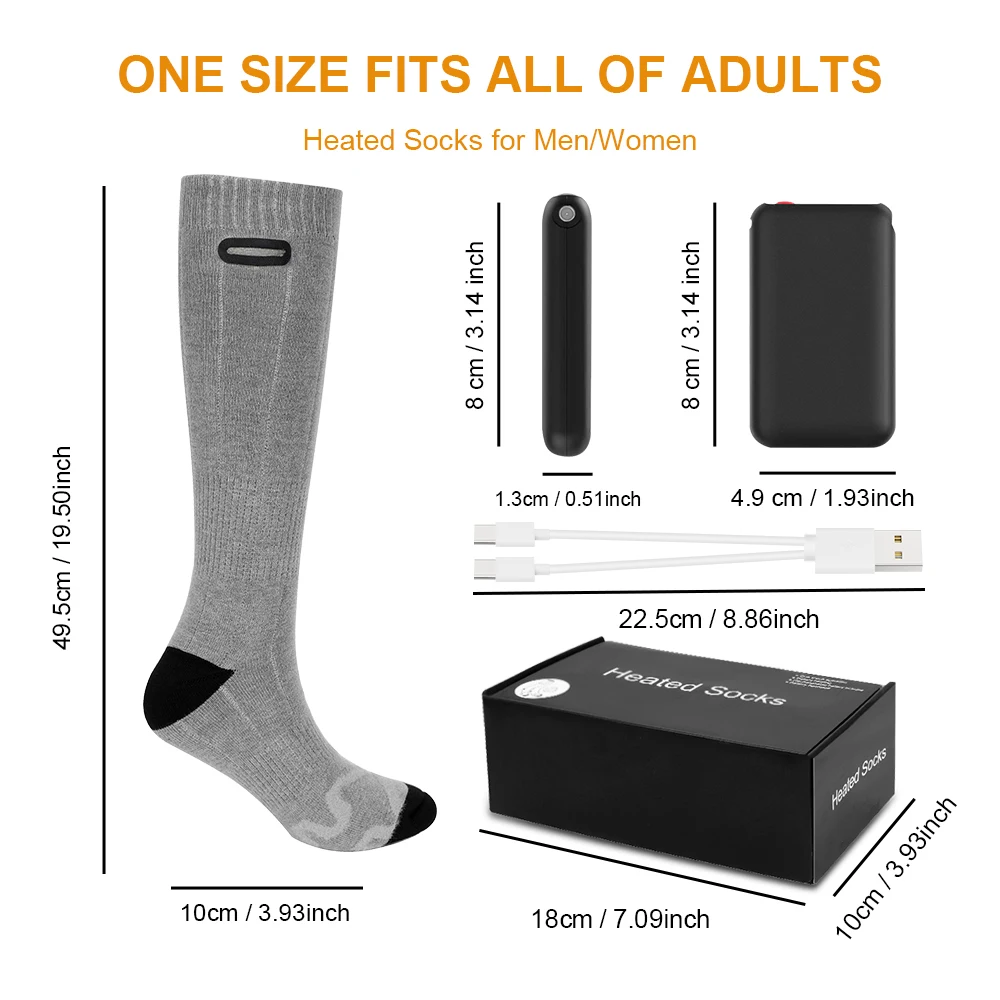 

Winter Thermal Heated Socks 4500mah Big Capacity Power Bank Warm Sock Water Resistant Double Layers Outdoor Sport Equipment