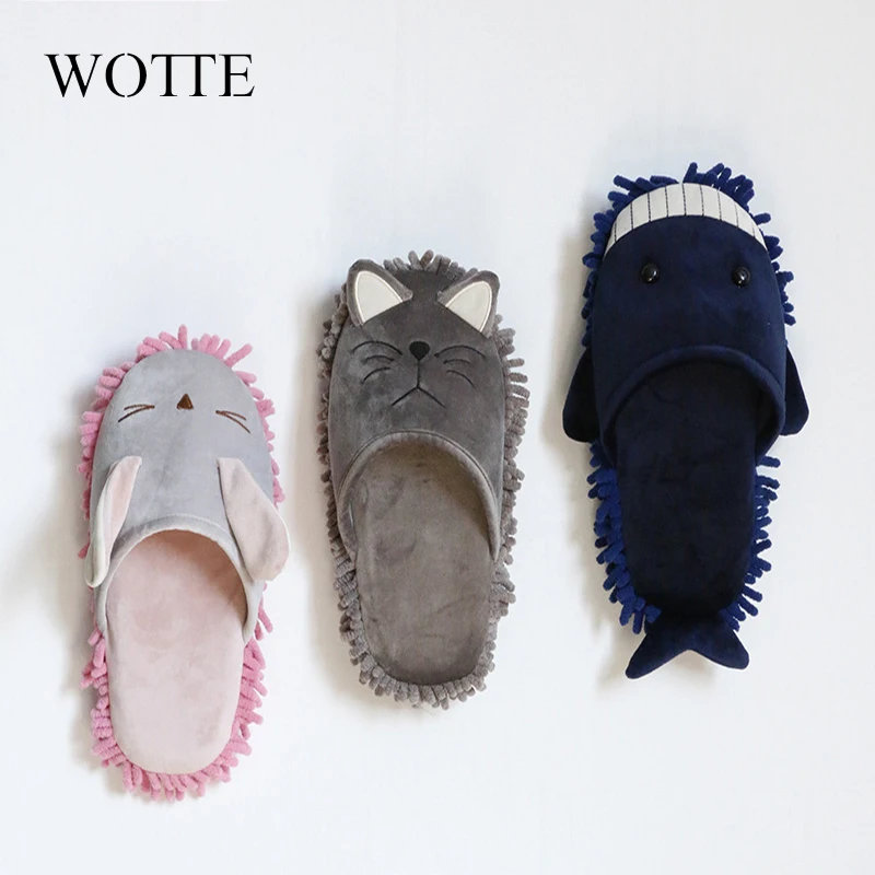 

Men Slippers Microfiber Cartoon Slippers Floor Cleaning Mop Men/Women House Dusting Slippers Floor Dust Dirt Cleaning Slipper