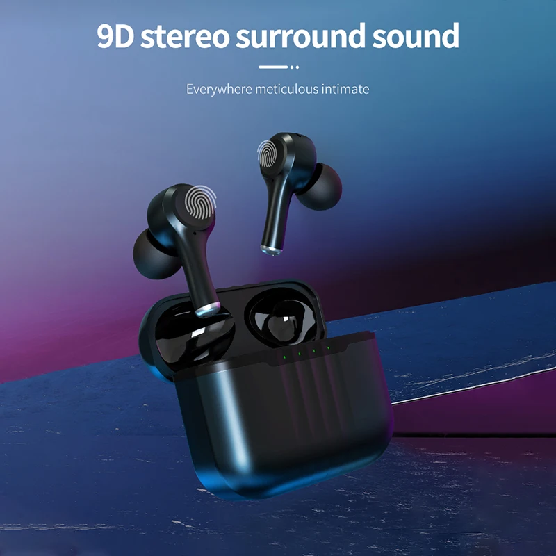 mini anc tws wireless headphone charging box 9d bass stereo sport waterproof cordless earphone with mic noise cancellation bt5 2 free global shipping