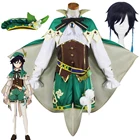 Костюм для косплея геншина ударного, аниме-косплей Венти, плащ с париком, Униформа, костюм для мужчин и женщин, костюм на Хэллоуин, вечерний наряд