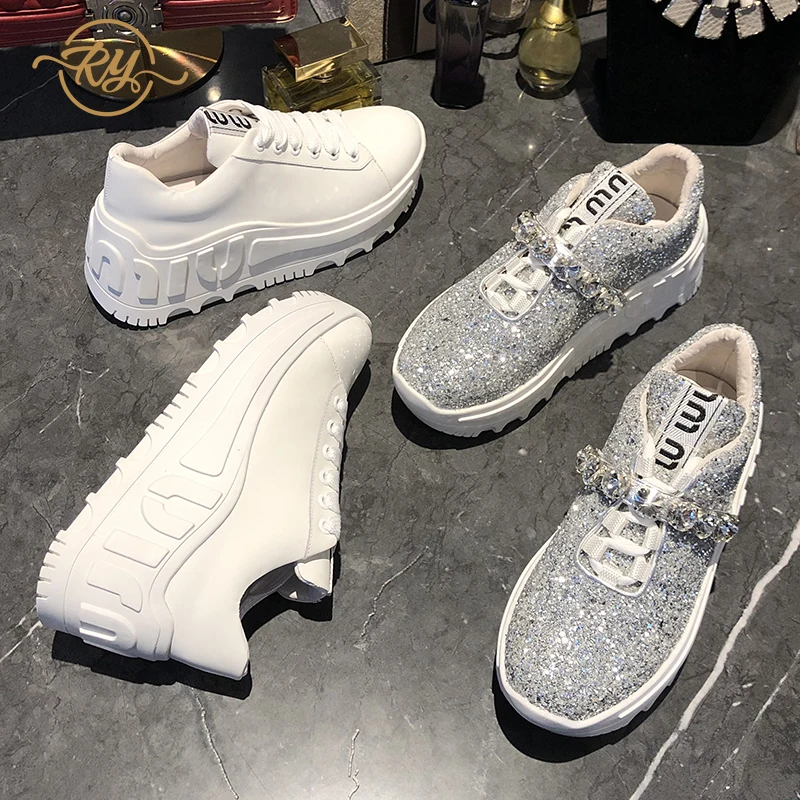RY RELAA женские кроссовки Белая обувь на толстой подошве Новинка 2018 года кожаная