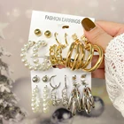 KISSWIFE Винтажные геометрические серьги-кольца золотого и серебряного цвета, набор для женщин, висячие серьги в стиле панк с жемчугом, набор ювелирных украшений серьги 2021 тренд сережки Серьги