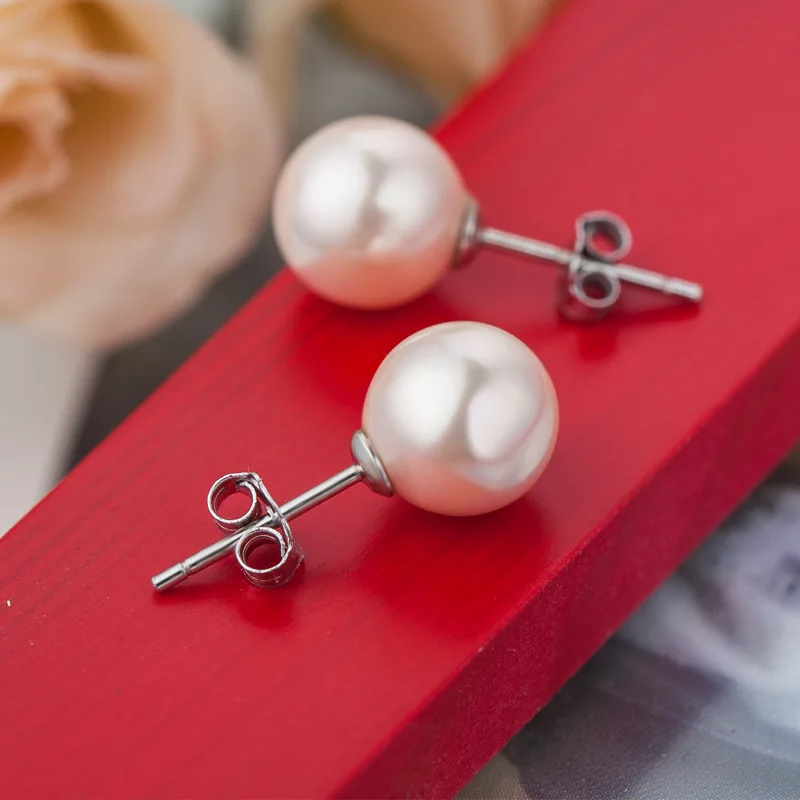pink6mm Классические круглые жемчужные серьги Cellacity для женщин, белые, розовые, серебряные, 925 ювелирные изделия, изящные Изящные серьги-гвоздики, вечерние, подарок - Цвет камня: pink6mm